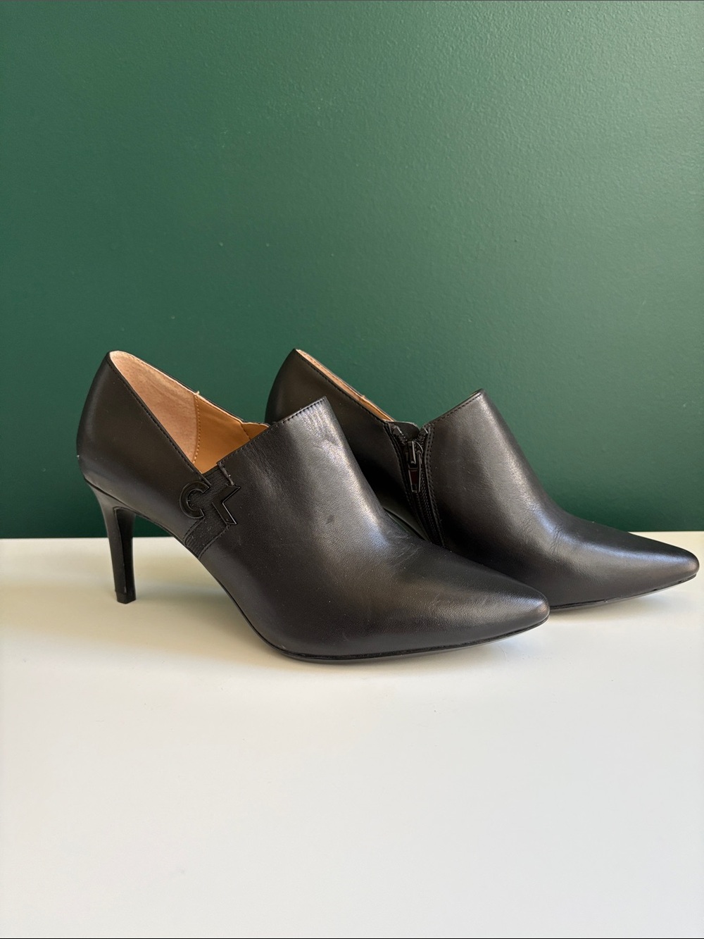 Calvin Klein Black Leather Ankle Booties